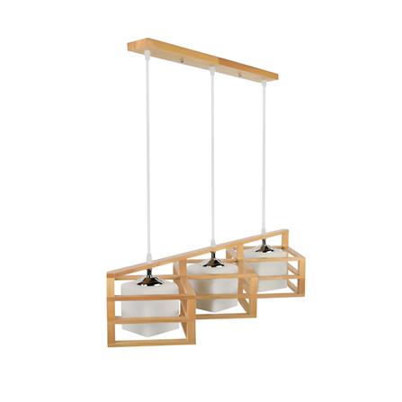 ไฟช่อ COUNTRY L&E 01-02713 แก้ว/ไม้ สีน้ำตาล 3 หัว