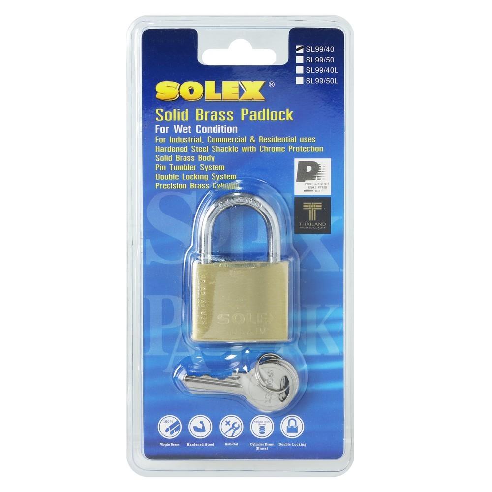 กุญแจสปริง SOLEX SL99 40 มม. สีทองเหลือง