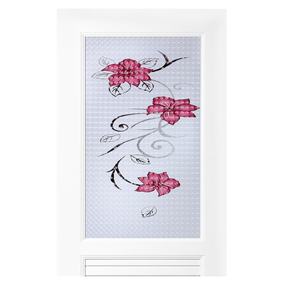 ชุดประตูห้องน้ำ UPVC ASARA G922 ดอกไม้แดง 70X200 ซม. สีขาว พร้อมวงกบ ไม่เจาะลูกบิด