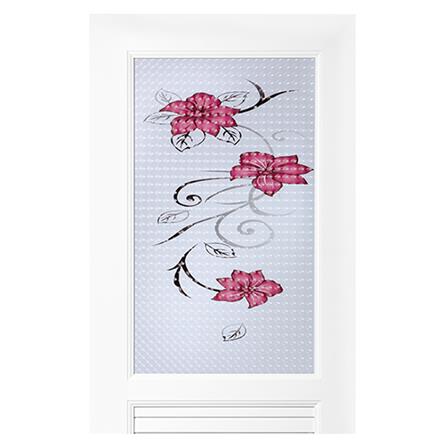 ชุดประตูห้องน้ำ UPVC ASARA G922 ดอกไม้แดง 70X200 ซม. สีขาว พร้อมวงกบ ไม่เจาะลูกบิด_2