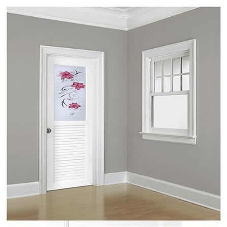 ชุดประตูห้องน้ำ UPVC ASARA G922 ดอกไม้แดง 70X200 ซม. สีขาว พร้อมวงกบ ไม่เจาะลูกบิด_3