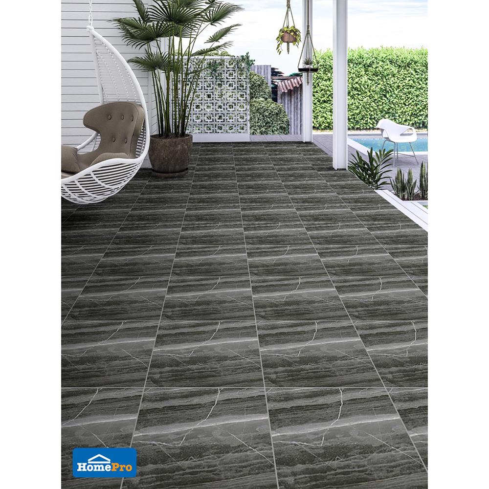 กระเบื้องพื้นพอร์ซเลน  16x16 นิ้ว COTTO ฮาร์โมไนซ์ สโตน เทาเข้ม PM 0.96M2