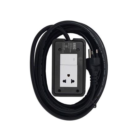 บล็อกยาง 2x4 พร้อมสาย VCT3x1.5 1 ช่อง 1 สวิตช์ UNIC E1 5 เมตร สีเทา