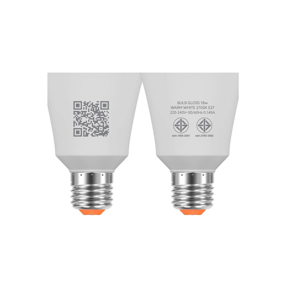 หลอด LED LAMPTAN BULB GLOSS 18 วัตต์ WARM WHITE E27