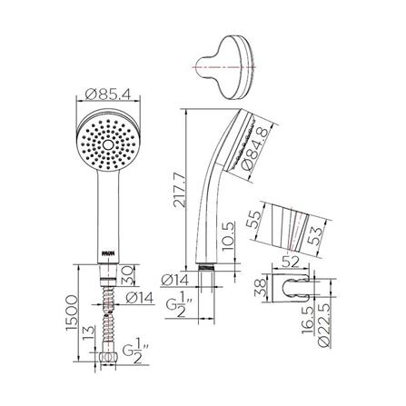 ชุดฝักบัวสายอ่อน 1 ระดับ KARAT FAUCET รุ่น KS-32-231-50 สีโครม_3