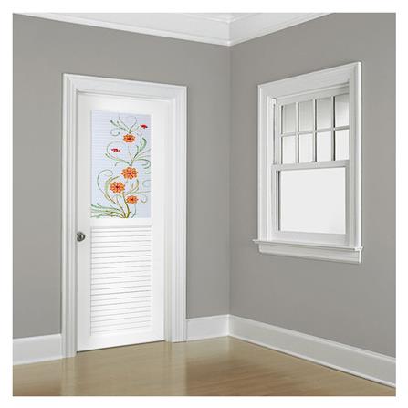 ชุดประตูห้องน้ำ UPVC ASARA G923 ดอกไม้เหลือง 70X200 ซม. สีขาว พร้อมวงกบ ไม่เจาะลูกบิด_3