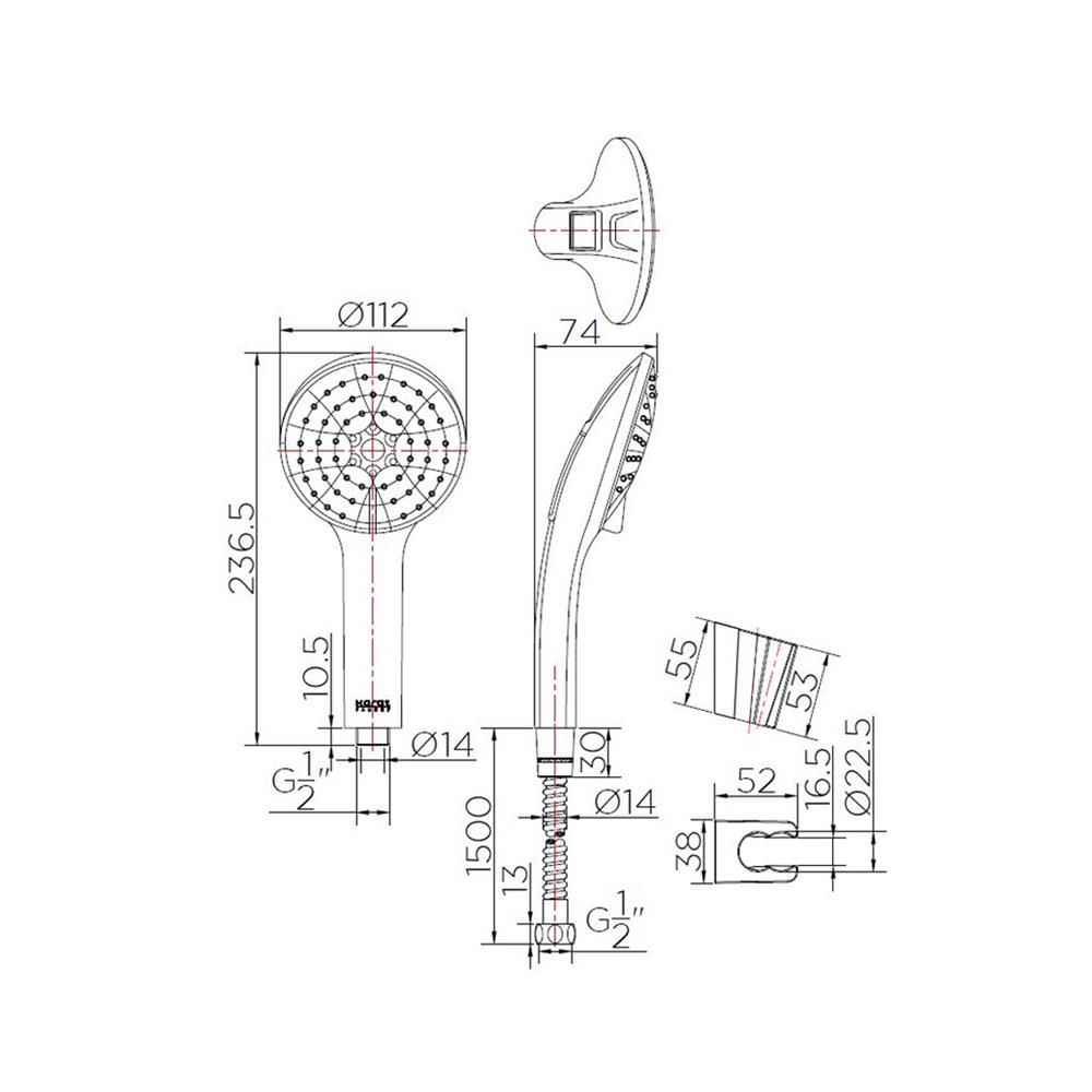 ชุดฝักบัวสายอ่อน 3 ระดับ KARAT FAUCET รุ่น KS-33-233-50 สีโครม