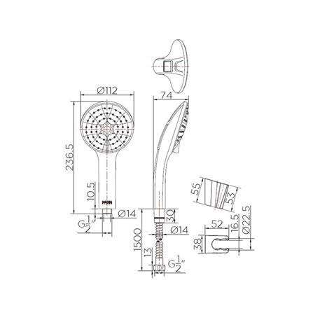 ชุดฝักบัวสายอ่อน 3 ระดับ KARAT FAUCET รุ่น KS-33-233-50 สีโครม_2
