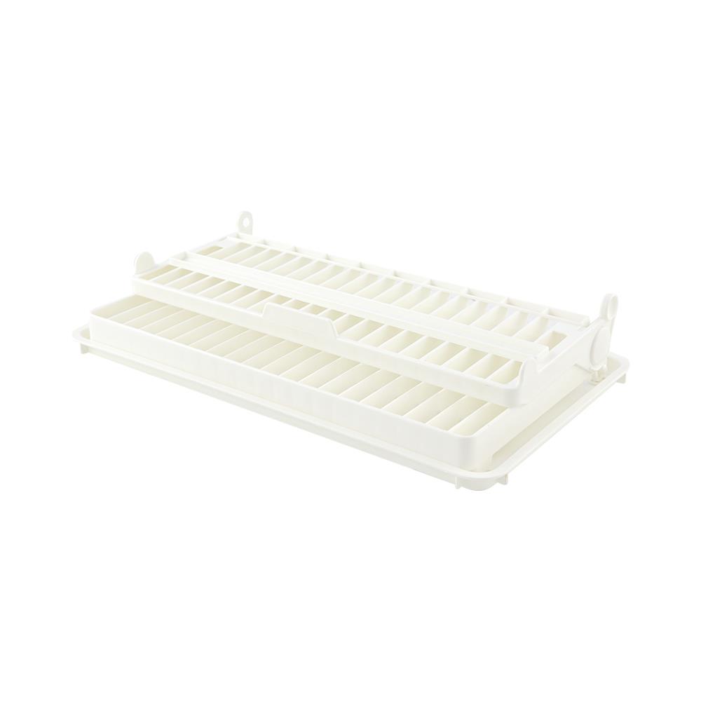 ที่คว่ำจานพลาสติกแบบพับได้พร้อมถาดรองน้ำ