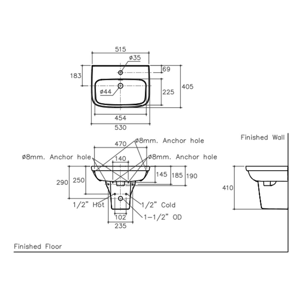 ขาตั้ง ครึ่ง K-20845X-WK สีขาว