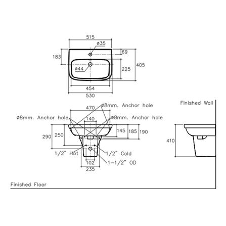ขาตั้ง ครึ่ง K-20845X-WK สีขาว_2