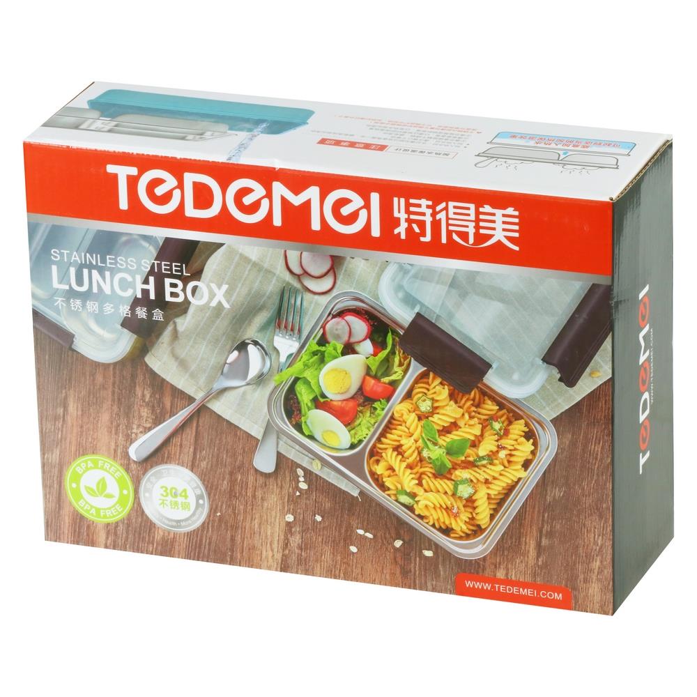 กล่องอาหารเหลี่ยม KEY WAY 2 ช่อง 0.9 ลิตร สเตนเลส