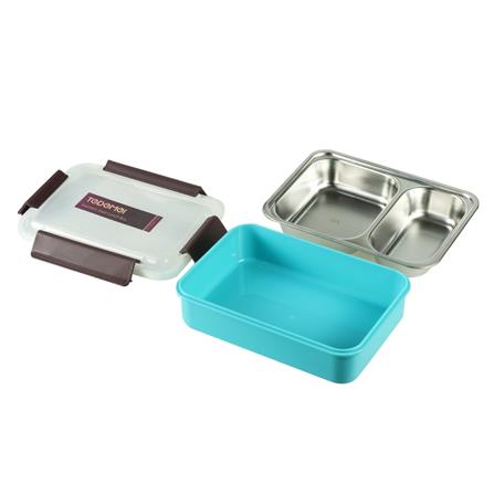 กล่องอาหารเหลี่ยม KEY WAY 2 ช่อง 0.9 ลิตร สเตนเลส_2