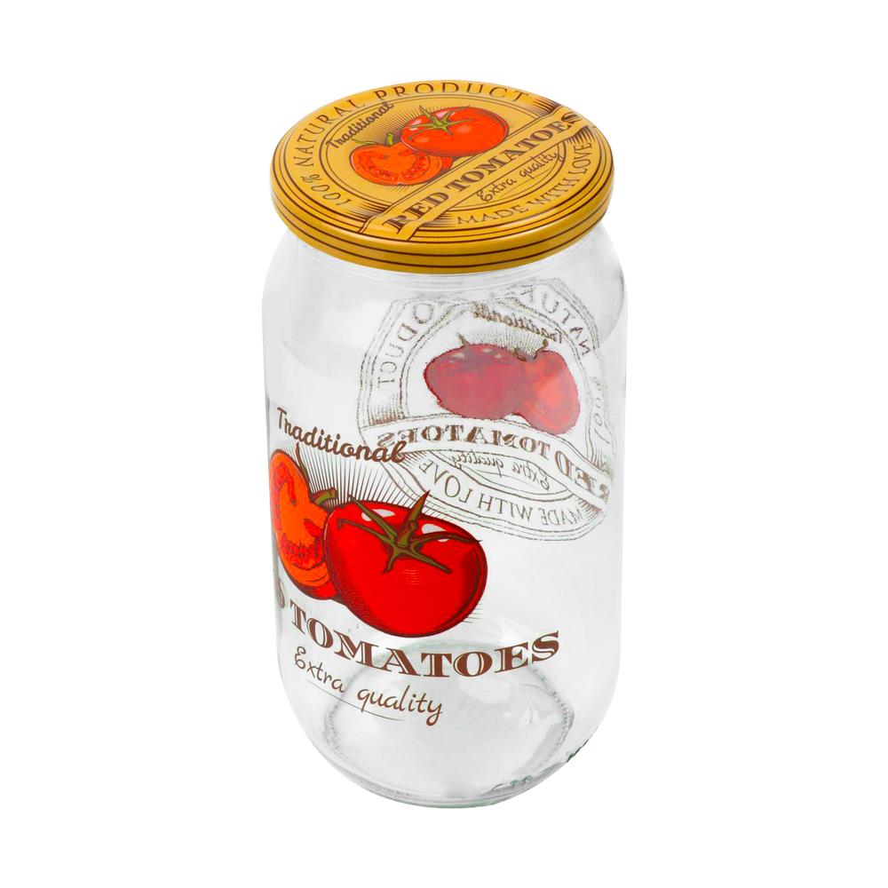 ขวดโหลแก้วลายมะเขือเทศฝาเกลียว 1 ลิตร