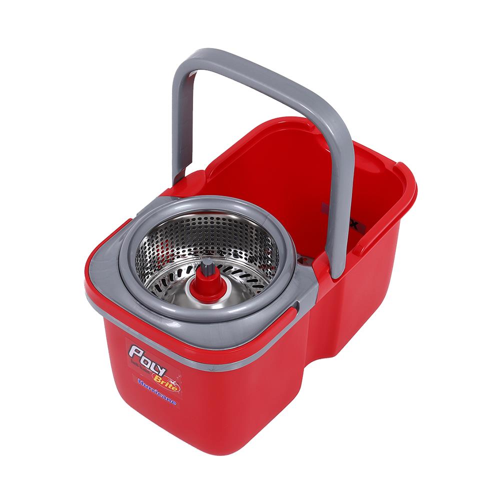 ชุดอุปกรณ์ถังปั่นพร้อมไม้ม็อบ POLY-BRITE HURRICANE สีแดง