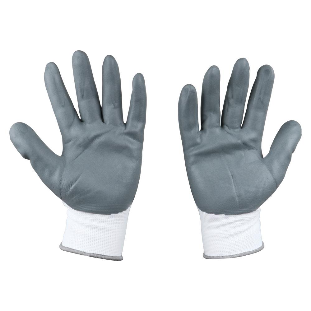 ถุงมือถักเคลือบโฟมไนไตร กันลื่น MICROTEX สีขาว/สีเทา