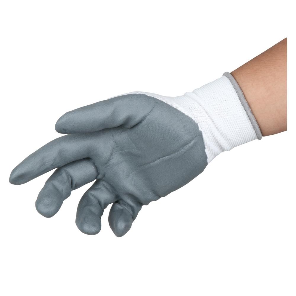 ถุงมือถักเคลือบโฟมไนไตร กันลื่น MICROTEX สีขาว/สีเทา