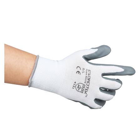 ถุงมือถักเคลือบโฟมไนไตร กันลื่น MICROTEX สีขาว/สีเทา_3