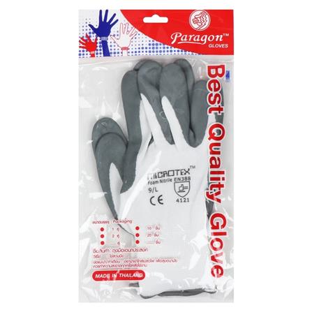 ถุงมือถักเคลือบโฟมไนไตร กันลื่น MICROTEX สีขาว/สีเทา_4