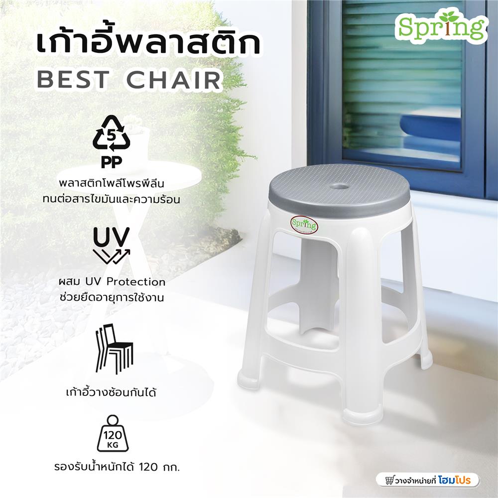 เก้าอี้พลาสติก SPRING BEST CHAIR สีเทา