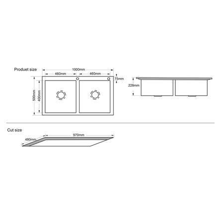 ซิงค์ฝัง 2 หลุม TECNOPLUS Sofia 2B สเตนเลส_2