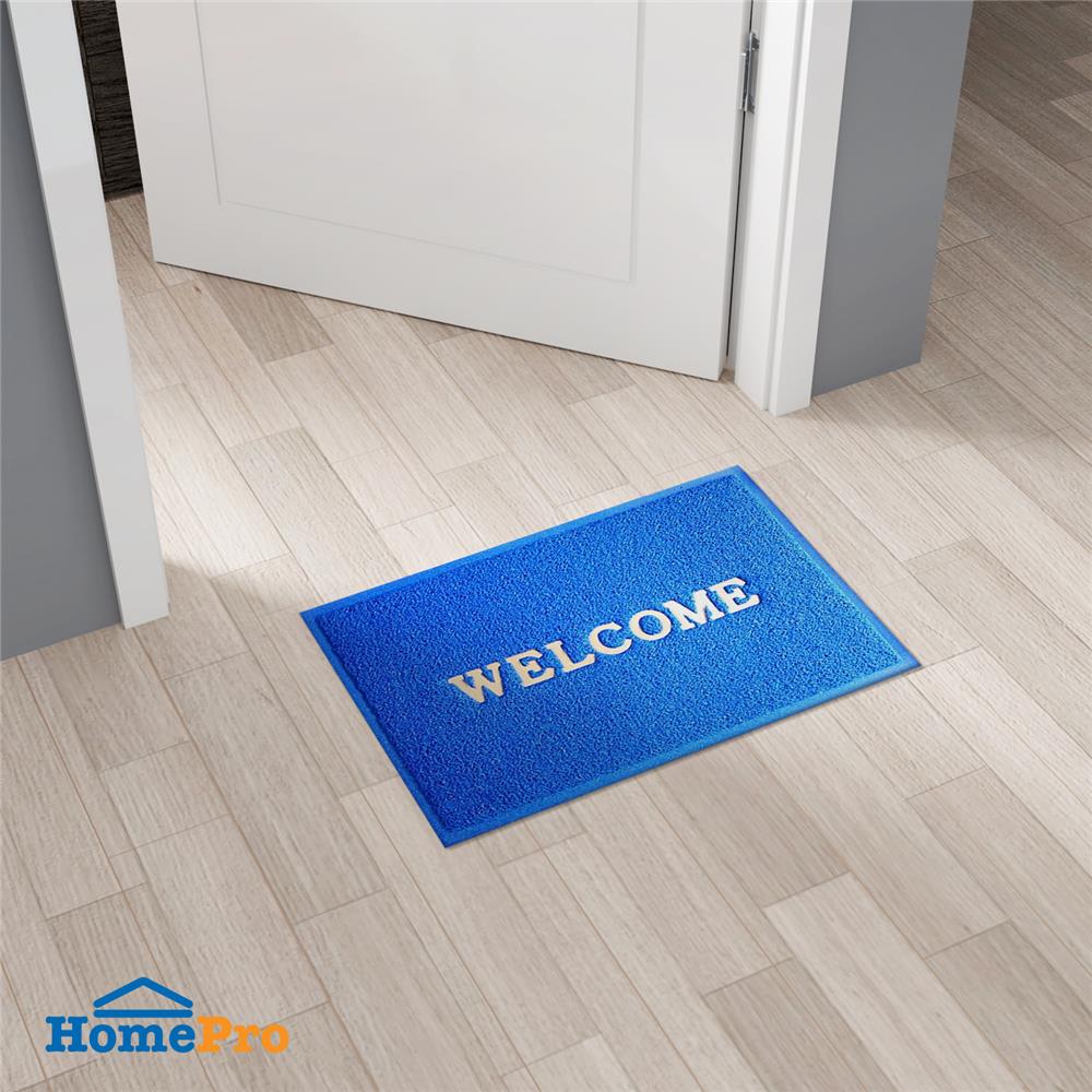 พรมเช็ดเท้าดักฝุ่น ME LIVING WELCOME 40X60 ซม. สีน้ำเงิน