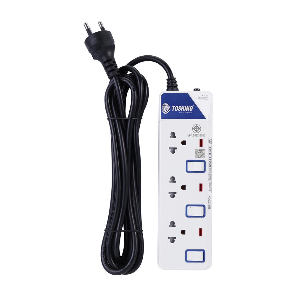 รางปลั๊กไฟ 3 ช่อง 3 สวิตซ์ TOSHINO ET-913 3 ม.