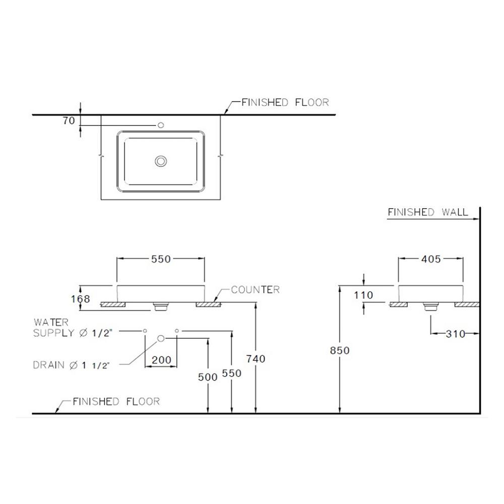 อ่างล้างหน้าวางบนเคาน์เตอร์ COTTO C003427 สีขาว