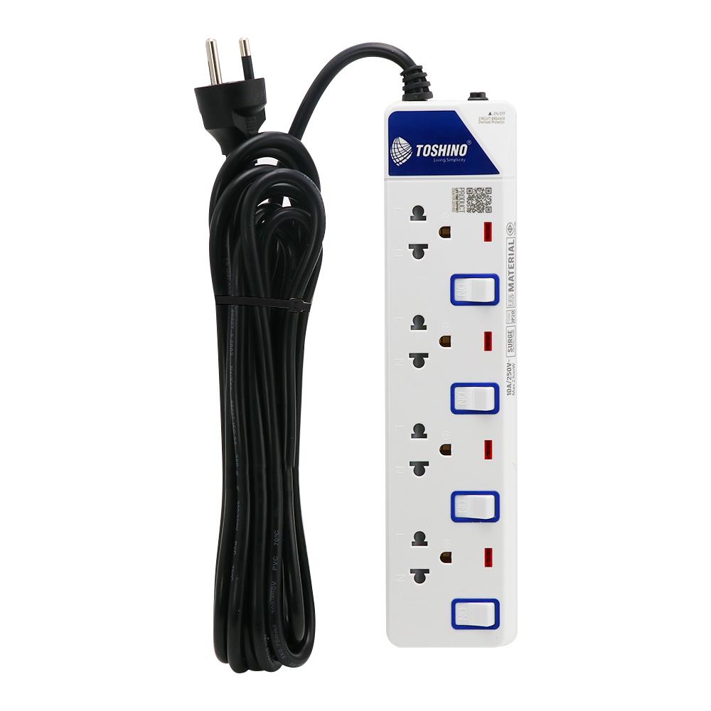 รางปลั๊กไฟ 4 ช่อง 4 สวิตซ์ TOSHINO ET-914 5 ม.