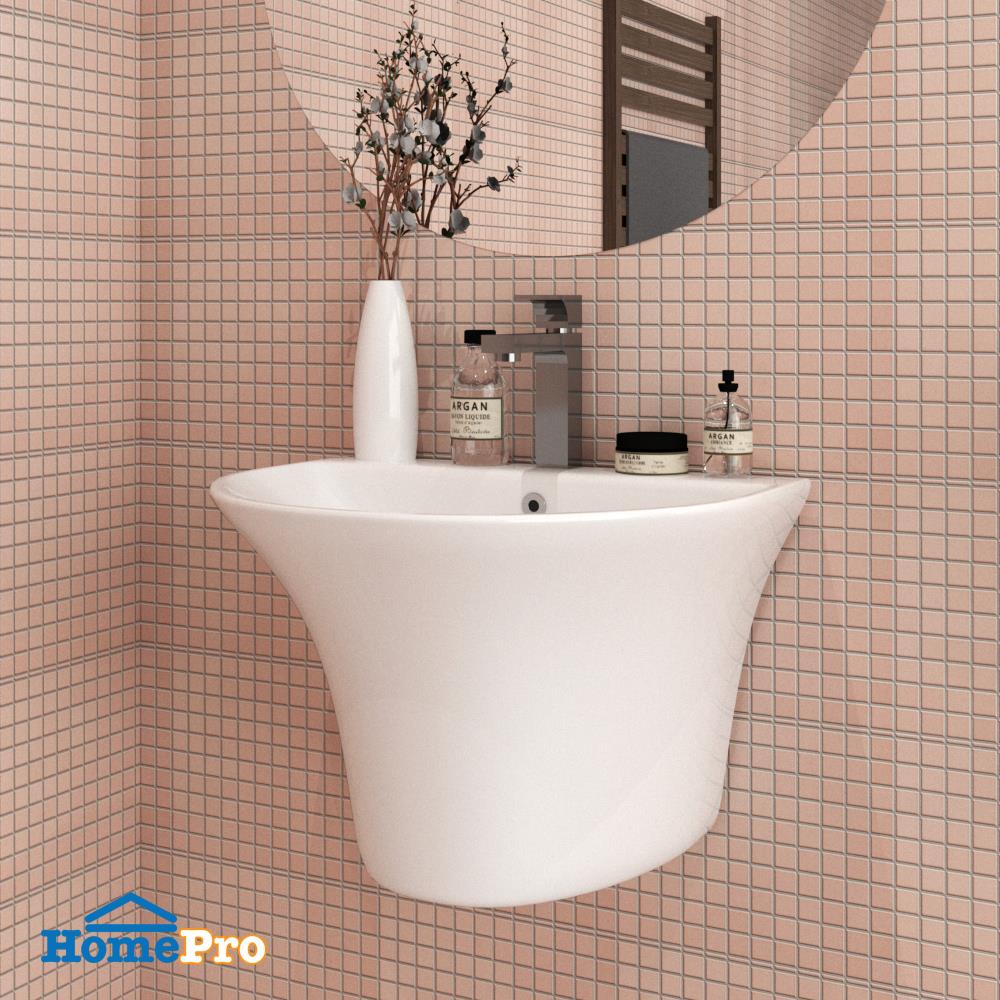 อ่างล้างหน้าพร้อมขาตั้งครึ่ง MOYA 211 สีขาว