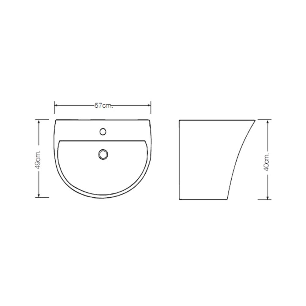 อ่างล้างหน้าพร้อมขาตั้งครึ่ง MOYA 211 สีขาว