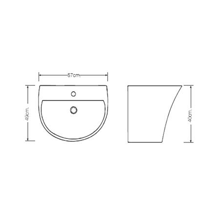 อ่างล้างหน้าพร้อมขาตั้งครึ่ง MOYA 211 สีขาว_5