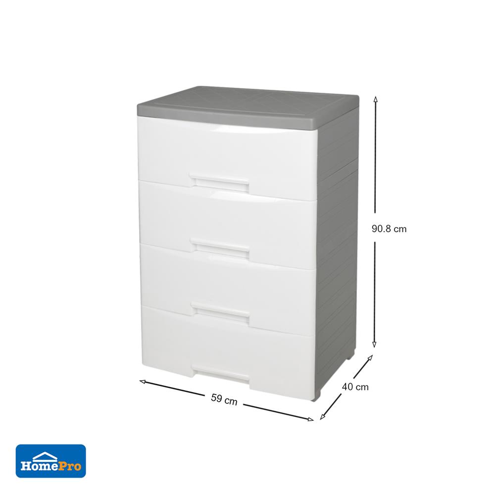 4-TIER CLOSED DRAWER UNIT STACKO MORI 40x59x90.8CM WHITE