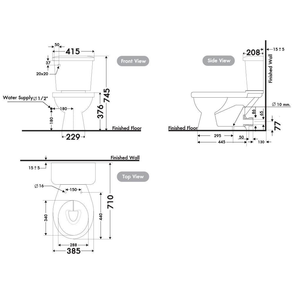 สุขภัณฑ์ 2 ชิ้น NASCO NC-7530P-WA 4.5 ลิตร สีขาว