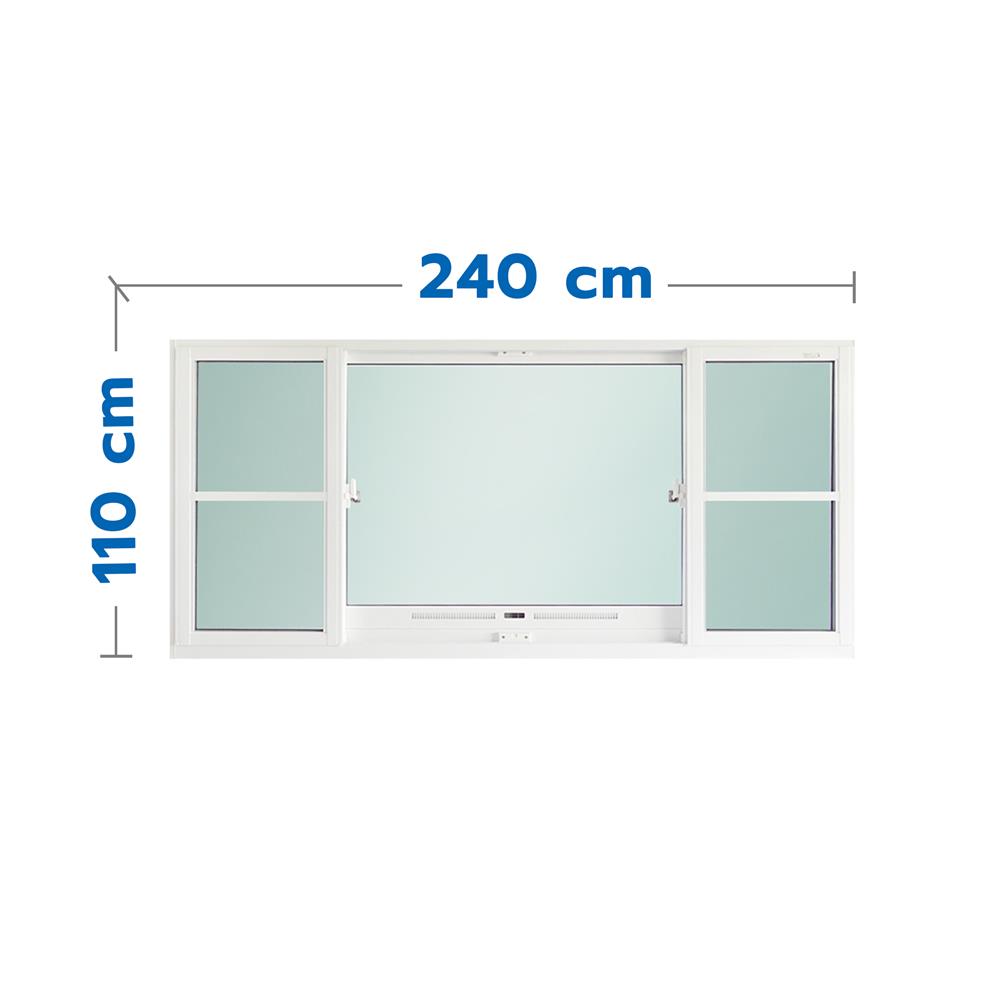 หน้าต่างบานเลื่อน อะลูมิเนียม S-F-S มุ้ง SANKYOALUMI J-TRUST VENTILATION 240x110 ซม. สีขาว