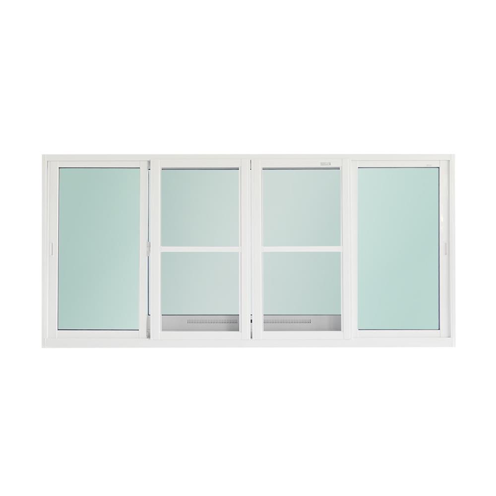 หน้าต่างบานเลื่อน อะลูมิเนียม S-F-S มุ้ง SANKYOALUMI J-TRUST VENTILATION 240x110 ซม. สีขาว