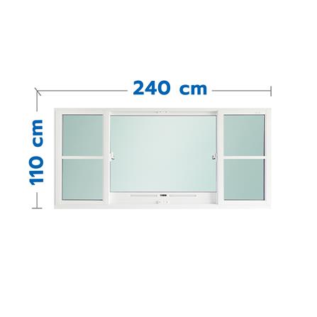หน้าต่างบานเลื่อน อะลูมิเนียม S-F-S มุ้ง SANKYOALUMI J-TRUST VENTILATION 240x110 ซม. สีขาว