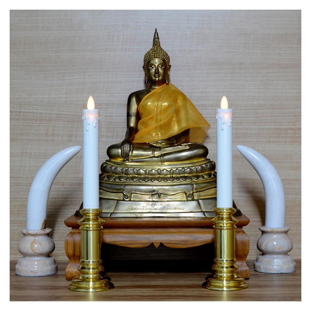 เชิงเทียน LED CLAIRE 7X30 ซม. สีขาวทอง