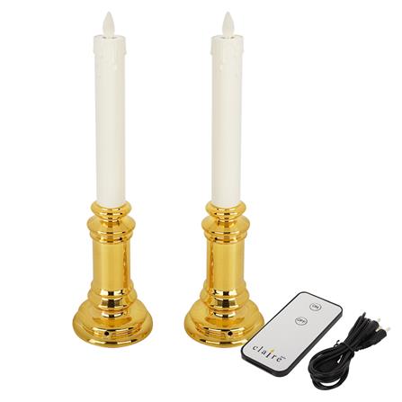 เชิงเทียน LED CLAIRE 7X30 ซม. สีขาวทอง