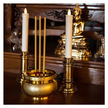 เชิงเทียน LED CLAIRE 7X30 ซม. สีขาวทอง_7