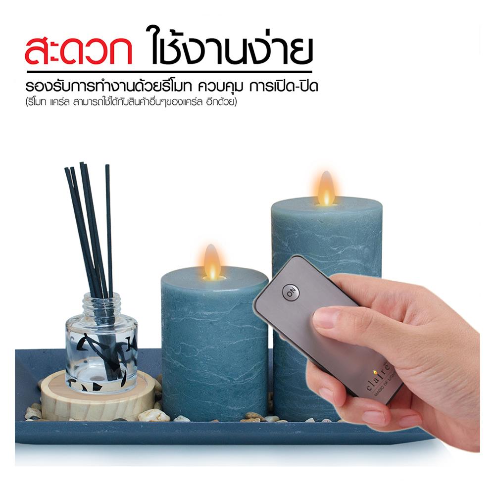 ชุดเทียน LED 2ขนาด สีเทาพร้อมน้ำหอม เนื้อแว็กซ์ รีโมทควบคุมเปิด-ปิด