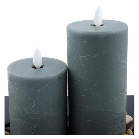 ชุดเทียน LED 2ขนาด สีเทาพร้อมน้ำหอม เนื้อแว็กซ์ รีโมทควบคุมเปิด-ปิด_2