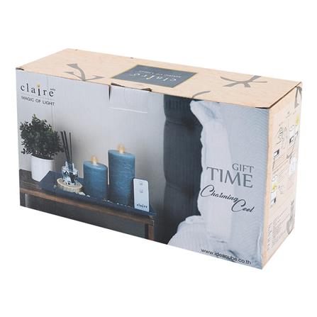 ชุดเทียน LED 2ขนาด สีเทาพร้อมน้ำหอม เนื้อแว็กซ์ รีโมทควบคุมเปิด-ปิด_4