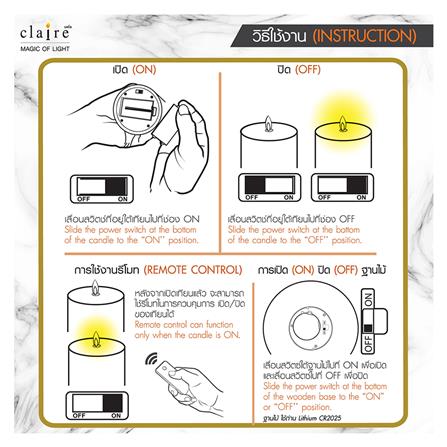ชุดเทียน LED 2ขนาด สีเทาพร้อมน้ำหอม เนื้อแว็กซ์ รีโมทควบคุมเปิด-ปิด_12