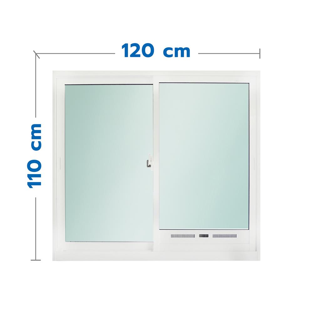 หน้าต่างบานเลื่อน อะลูมิเนียม S-S มุ้ง SANKYOALUMI J-TRUST VENTILATION 120x110 ซม. สีขาว