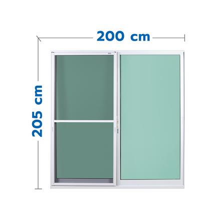 ประตูบานเลื่อนอะลูมิเนียม S-S มุ้ง SANKYOALUMI J-TRUST 200x205 ซม. สีขาว