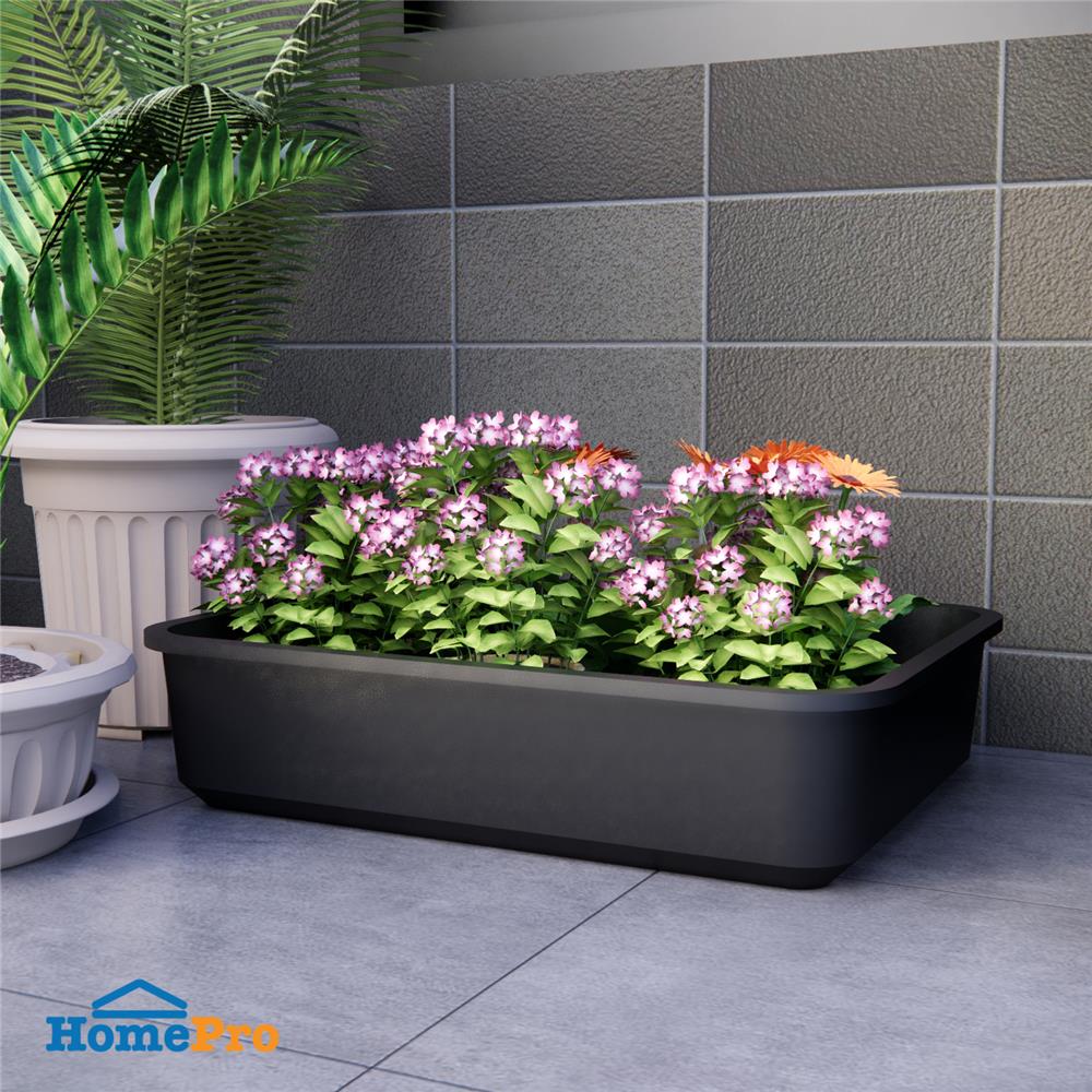 กระถางพลาสติกทรงสี่เหลี่ยม BABA ไซส์ L สีดำ