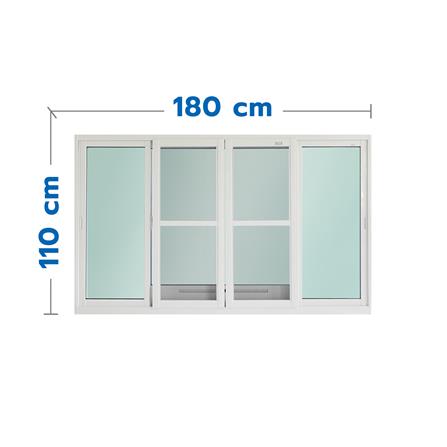 หน้าต่างบานเลื่อน อะลูมิเนียม S-F-S มุ้ง SANKYOALUMI J-TRUST VENTILATION 180x110 ซม. สีขาว