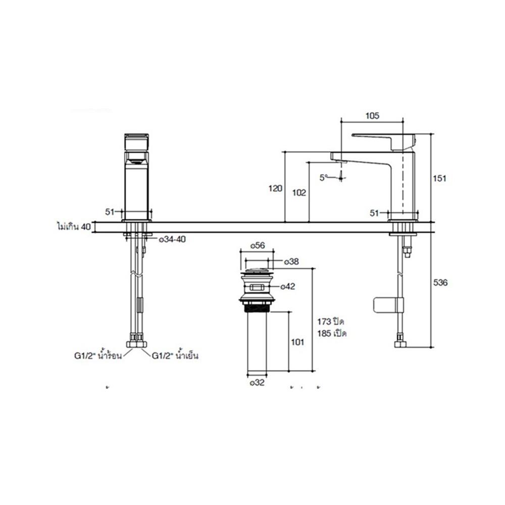 ก๊อกผสมอ่างล้างหน้า KOHLER K-24747X-4-CP
