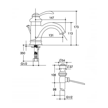 ก๊อกอ่างล้างหน้าผสม KOHLER K-8657T-B-AF สีเฟรนช์โกลด์_1